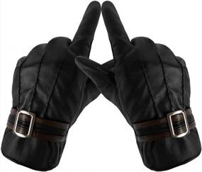 img 2 attached to Lethmik Мужские зимние перчатки из искусственной кожи с сенсорным экраном на флисовой подкладке для текстовых сообщений и вождения