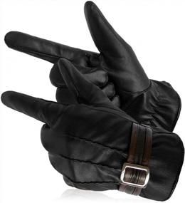 img 1 attached to Lethmik Мужские зимние перчатки из искусственной кожи с сенсорным экраном на флисовой подкладке для текстовых сообщений и вождения