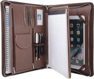 crazy-horse leather ipad padfolio for business professionals - multi-function case with document organizer holder for ipad pro 9.7 - dimensions 13.0x13.0x10.2 in. (cp150392-ip97-bn) logo