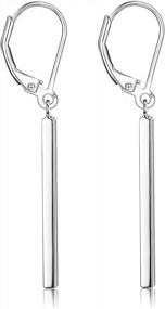 img 4 attached to Elegant 925 Sterling Silver Vertical Bar Dangle Earrings For Women - Milacolato Leverback Drop Earrings