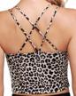 leopard g4free cropped yoga tank top bra with criss cross back for women's fitness, running, and gym logo