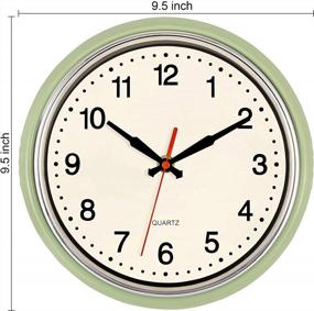 img 1 attached to Vintage Style Green Kitchen Wall Clock By Foxtop - 9.5 Inch Retro Design With Silent Quartz Movement For Home, Office & Classroom