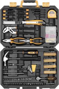 img 4 attached to DEKO 196-Piece General Household Hand Tool Kit - Includes Rip Claw Hammer, Lineman'S Pliers, Measuring Tape, And Plastic Toolbox Storage Case