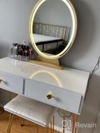 img 1 attached to CHARMAID Lighted Vanity Set With Touch-Screen Dimmable Mirror, 2 Drawers, Storage Organizer, And Cushioned Stool - Ideal For Bedroom Makeup And Dressing Table (Walnut) review by Viswanath Badasz