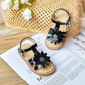 img 3 attached to Glitter Flower Open-Toe Dress Sandals For Toddler Little Girls: Flaryzone Summer Shoes