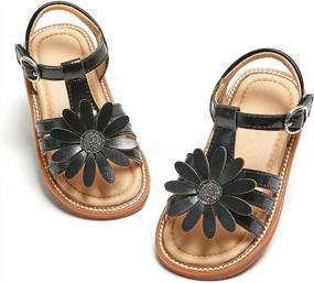 img 4 attached to Glitter Flower Open-Toe Dress Sandals For Toddler Little Girls: Flaryzone Summer Shoes
