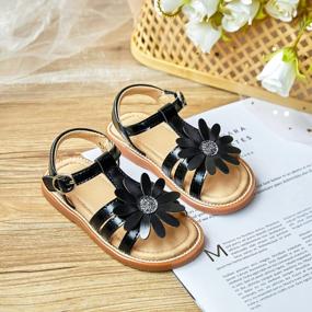 img 2 attached to Glitter Flower Open-Toe Dress Sandals For Toddler Little Girls: Flaryzone Summer Shoes