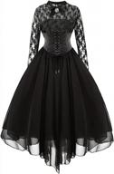 gothic elegance: women's corset halter lace swing cocktail dress with sleeveless/long sleeves logo