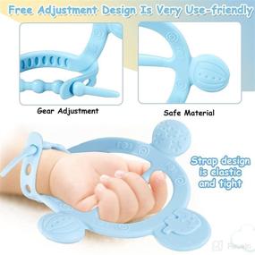 img 2 attached to 👶 Детские зубные игрушки на 6-12 месяцев: Набор регулирующихся силиконовых зубных кольец - игрушки для жевания, предотвращающие выпадение, для малышей и новорожденных.