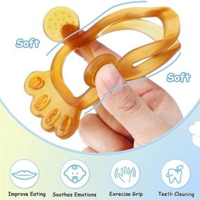 img 1 attached to 👶 Детские зубные игрушки на 6-12 месяцев: Набор регулирующихся силиконовых зубных кольец - игрушки для жевания, предотвращающие выпадение, для малышей и новорожденных.