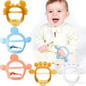 img 4 attached to 👶 Детские зубные игрушки на 6-12 месяцев: Набор регулирующихся силиконовых зубных кольец - игрушки для жевания, предотвращающие выпадение, для малышей и новорожденных.
