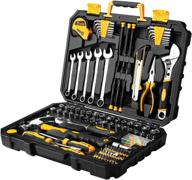158 piece household hand tool kit with plastic storage case - auto repair set by dekopro logo