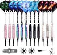 premium soft tip darts set by win.max - 12 pcs 18 gram with extra 100 dart tips, 12 flights, flight protectors & wrench for electronic dartboard логотип