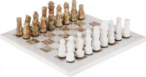 img 4 attached to Handmade White & Green Onyx Staunton And Ambassador Chess Sets - Perfect Gift For Adults!