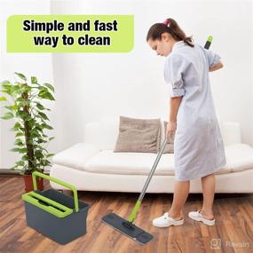 img 3 attached to 🧹 Holulo Bendable Microfiber Flat Mop and Bucket System: Ultimate Corner Cleaner for Hardwood and Tile Cleaning - 6 Replaceable Pads Included!