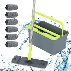 img 4 attached to 🧹 Holulo Bendable Microfiber Flat Mop and Bucket System: Ultimate Corner Cleaner for Hardwood and Tile Cleaning - 6 Replaceable Pads Included!