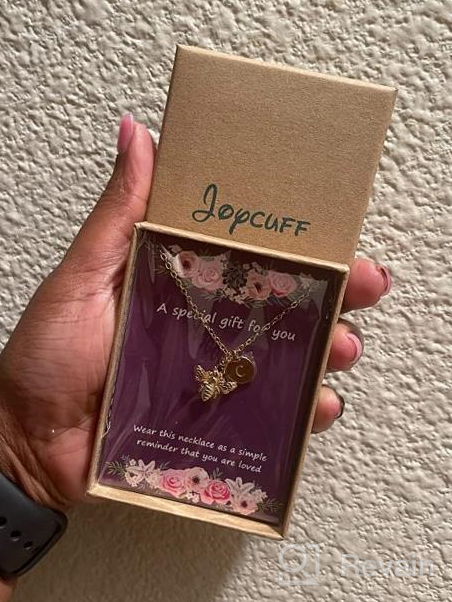 img 1 attached to 🐝 JoycuFF Always Bee with Her: Bee Happy-Gold Dainty Initial Necklace - 18K Gold Plated Bee Pendant Name Necklaces: Perfect Gifts for Best Friend, Mom, Daughter, Wife, Sister and Bee Lovers review by Jason Flores