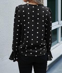img 1 attached to Women'S Chiffon Polka Dot Blouse With V Neck, Lotus Ruffles And Button Tops For Office Workwear