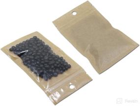 img 3 attached to 100Pcs Clear Brown Kraft Paper Plastic Zip Reclosable Bags (9x15cm) - Smell Proof Heat Sealable Packaging Bags for Coffee