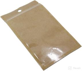 img 2 attached to 100Pcs Clear Brown Kraft Paper Plastic Zip Reclosable Bags (9x15cm) - Smell Proof Heat Sealable Packaging Bags for Coffee