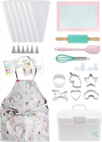 img 3 attached to TOVLA JR. Unicorn Kids Baking Set With Storage Case - Educational Cooking Kit For Children - Real Kid Baking Supplies With Decorating Tools And Apron