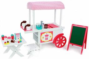 img 4 attached to Playtime By Eimmie 18 Inch Doll Furniture - Cafe Food Cart And Dolls Accessories - Wooden Playsets - Fits American, Generation, My Life & Similar 14”-18” Girl Dolls Stuff - Girls Toys
