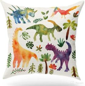 img 4 attached to 🦕 Dinosaur Throw Pillow Covers: Adorable and Stylish Décor for Nursery, Bedroom, and Home - Ideal Gift for Dinosaur-Loving Kids and Toddlers!