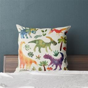 img 2 attached to 🦕 Dinosaur Throw Pillow Covers: Adorable and Stylish Décor for Nursery, Bedroom, and Home - Ideal Gift for Dinosaur-Loving Kids and Toddlers!