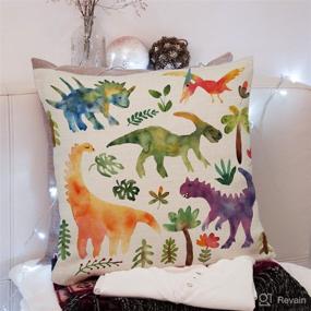 img 3 attached to 🦕 Dinosaur Throw Pillow Covers: Adorable and Stylish Décor for Nursery, Bedroom, and Home - Ideal Gift for Dinosaur-Loving Kids and Toddlers!