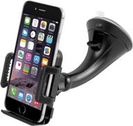 universal car mount holder for iphone xs max xr x 8 plus & samsung galaxy - convenient windshield dashboard cradle for safe driving logo