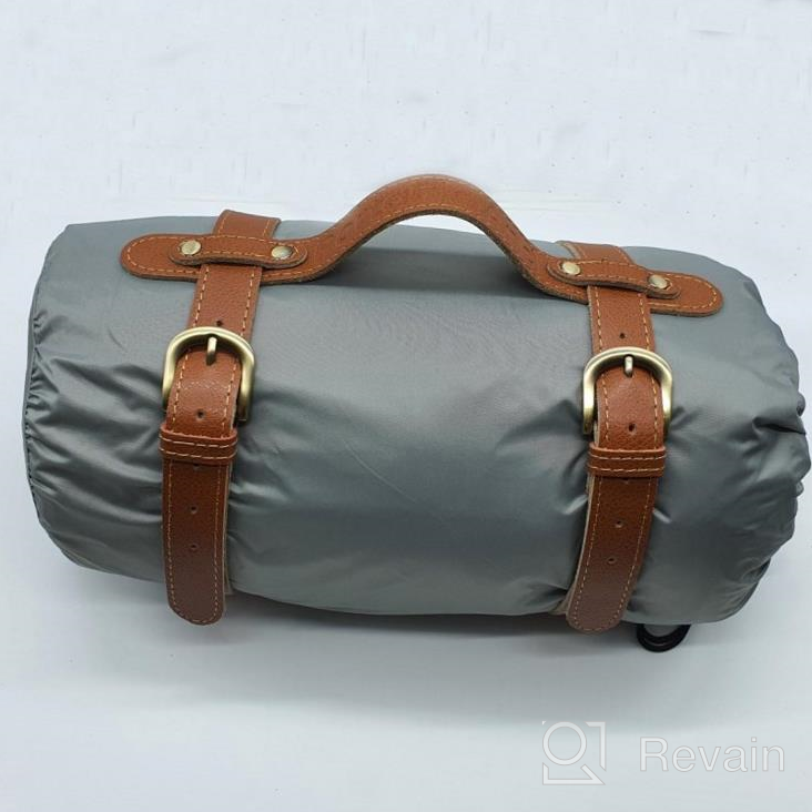 img 1 attached to Conveniently Carry Your Outdoor Blanket With Genuine Leather Strap For Camping, Picnics, Beach Trips And Festivals - Sand Beige Color review by Eric Stewart