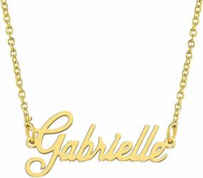 img 4 attached to Personalized 18K Gold Plated Stainless Steel Name Pendant Necklace - KISPER