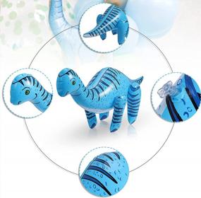 img 3 attached to Надувные украшения для вечеринок с динозаврами - надувной воздушный шар Брахиозавр для детского душа в стиле динозавров, вечеринок у бассейна и детских подарков - принадлежности GUGELIVES (длина 31 дюйм)