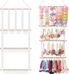 img 4 attached to Girls Hair Bow Organizer: Headbands & Bow Holder for Baby Hair 🎀 Bows, Hanging Newborn Hair Accessories Storage, Wall Decor for Girls Room, Door or Closet
