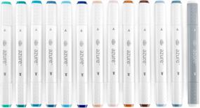 img 4 attached to Royal & Langnickel Azure, 13Pc Dual-Tip, Alcohol Based Marker Set, Includes - 12 Markers & 1 Blender, Seashore Colors