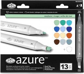 img 3 attached to Royal & Langnickel Azure, 13Pc Dual-Tip, Alcohol Based Marker Set, Includes - 12 Markers & 1 Blender, Seashore Colors