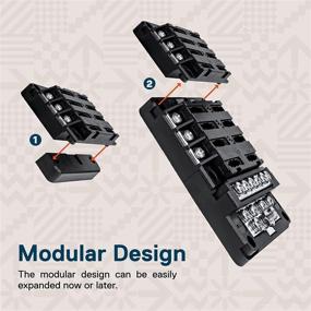 img 1 attached to 🔌 6-Way Blade Fuse Box for Automotive with ATC/ATO Blade Fuses, LED Indicator, Modular Design - 100 Amp, 12V-30V DC Auto Marine Fuse Block