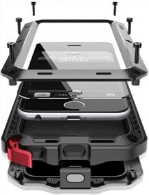 img 4 attached to Marrkey Waterproof Aluminum Metal Case For IPhone 6/6S With Glass Screen Protector - Shockproof Dual Layer Protective Cover In Black