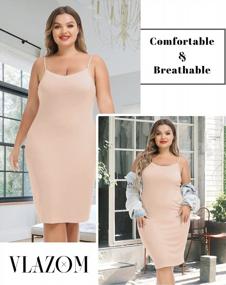 img 2 attached to Vlazom Plus Size Full Slip Dress: Soft Nightgown With V-Neck, Adjustable Spaghetti Straps, And Mini Casual Length - Ideal Under Dress For Women