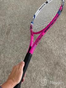 img 5 attached to Теннисная ракетка KEVENZ для взрослых, теннисная ракетка из углеродного волокна с сумкой для переноски, легкая и ударопрочная