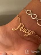 img 1 attached to DayOfShe Personalized Name Bracelet or Anklet for Women | Custom Engraved Inspirational Cuff Bangle | Infinity Love Gift for Mom Couples review by Bill Kodba