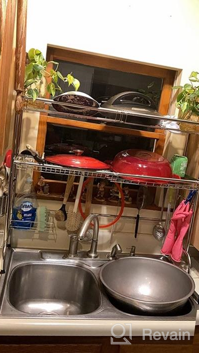 img 1 attached to Stainless Steel Over-The-Sink 2 Tier Dish Drying Rack With Durable Black Dish Drainer Shelf For Efficient Kitchen Organization - GSlife review by Jeremy Camacho