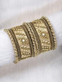 img 2 attached to Women'S Indian Ethnic Bollywood Traditional Wedding Designer Silk Thread Faux Stone Studded Bridal Chuda Bangle Set Fashion Jewelry