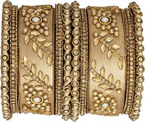 img 1 attached to Women'S Indian Ethnic Bollywood Traditional Wedding Designer Silk Thread Faux Stone Studded Bridal Chuda Bangle Set Fashion Jewelry