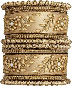 img 4 attached to Women'S Indian Ethnic Bollywood Traditional Wedding Designer Silk Thread Faux Stone Studded Bridal Chuda Bangle Set Fashion Jewelry