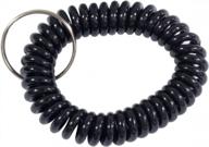 pack of 5 black wrist coils with split rings - hts 311c0 for secure keys and ids logo