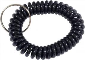 img 1 attached to Pack Of 5 Black Wrist Coils With Split Rings - HTS 311C0 For Secure Keys And IDs