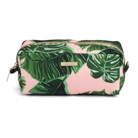 img 4 attached to Sophia Joy By Conair Pink Palm Print Cosmetics Travel Bag With Makeup Brush Holder
