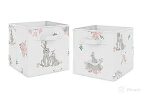 img 4 attached to 🌸 Sweet Jojo Designs Blush Pink Grey Woodland Boho Dream Catcher Arrow Foldable Fabric Storage Cube Bins Boxes Organizer Toys Baby for Gray Bunny Floral Collection - Set of 2 - Watercolor Rose Flower: Stylish Storage Solution for Nursery or Kids Room