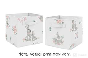 img 3 attached to 🌸 Sweet Jojo Designs Blush Pink Grey Woodland Boho Dream Catcher Arrow Foldable Fabric Storage Cube Bins Boxes Organizer Toys Baby for Gray Bunny Floral Collection - Set of 2 - Watercolor Rose Flower: Stylish Storage Solution for Nursery or Kids Room